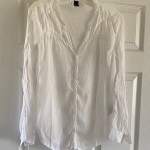 Gap White Women's Button-Front Lightweight Blouse S